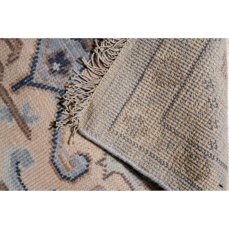 Home Decor Blue Hand-Knotted Wool Oriental Design Rug by EORC Luxurious Area Rug for Adding Timeless Elegance and Classic
