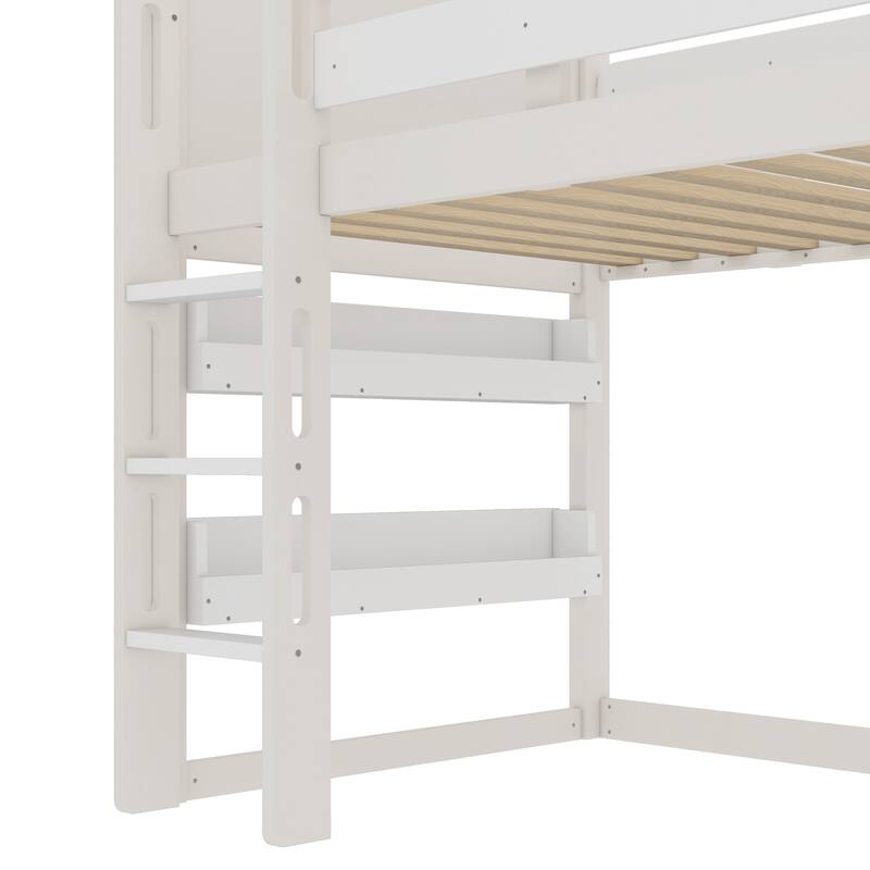 Roomfitters House Loft Bed with Slide and Bookshelf, Star Moon Roof Design