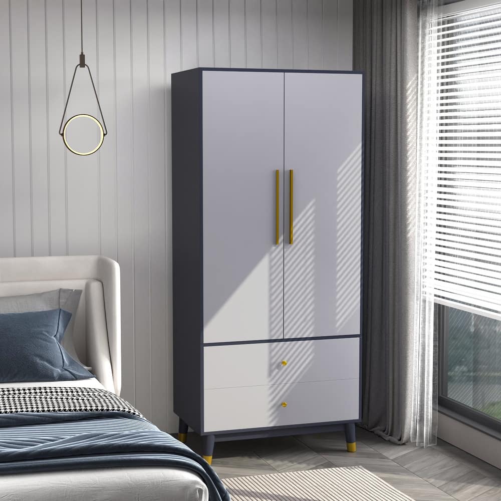 31.5"Wx70.9"H Armoire Wardrobe Storage Cabinet Closet Hanging Drawers