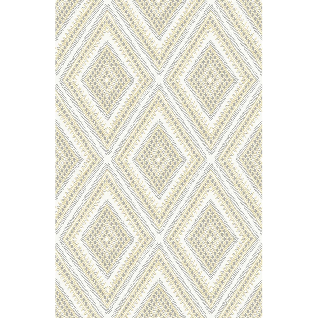 A-Street Prints Zaya Light Yellow Tribal Diamonds Wallpaper
