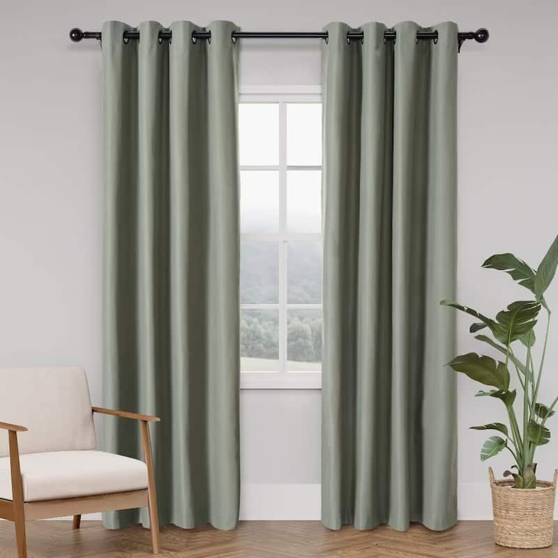 Soft Cotton Feel Twill Polyester 100% Blackout Grommet Pair (2 panels) - 52"Wx96"L - Olive