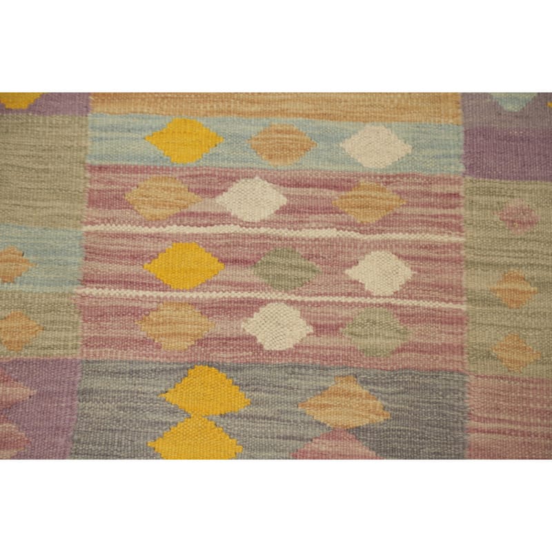 Hand Woven Oriental 100% Wool Carpet Southwestern Tribal Multi-Colored Kilim Area Rug - 4' 2'' X 2' 0''