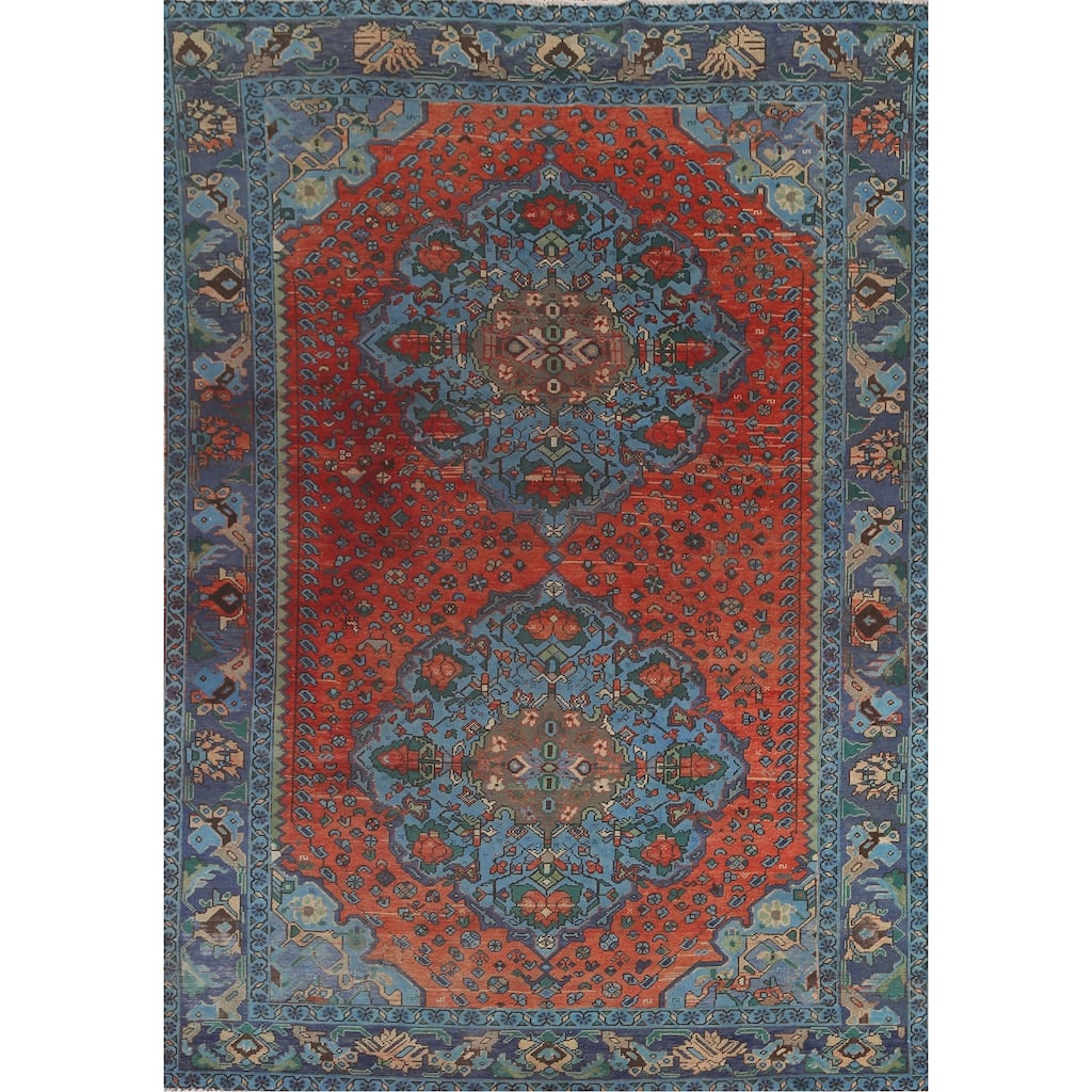 Bakhtiari Floral Persian Vintage Area Rug Handmade Wool Carpet - 6'9"x 9'6"