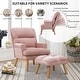 preview thumbnail 2 of 29, Soft Fabric Casual Living Room Armchair With Adjustable Backrest And Legs Stool Pink