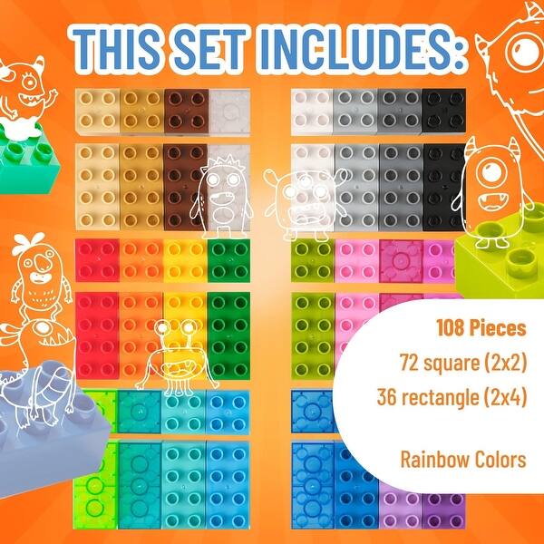 Strictly Briks – Set 12 Basi Per Costruzioni 15x15 Cm, Compatibili Con LEGO E Mega Bloks, 12 Colori Vivaci - 3
