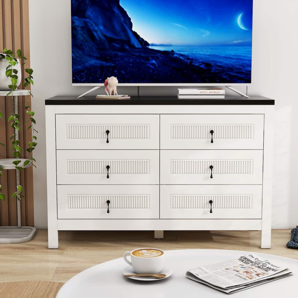 Modern 48-Inch White TV Stand Cabinet - Fits Up to 50" TV - 48" in Width