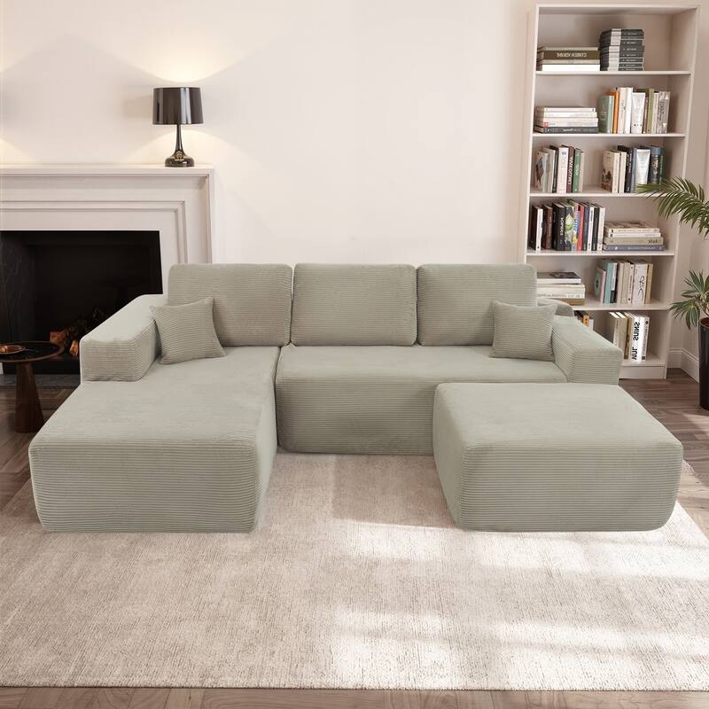 105.7"Cloud Sectional Couch with U-Shaped Chaise,Modern Modular Sofa with Deep Seat