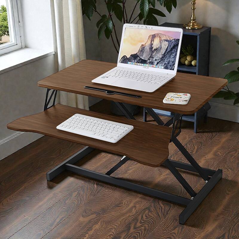 32 Inch Desk Converter Height Adjustable Sit to Stand Desk Riser with Keyboard Tray for Dual Monitor Laptop