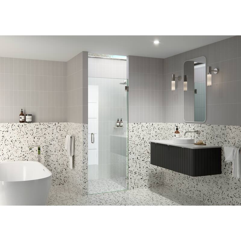 Albedo 26 in. W x 78 in. H Fully Frameless Hinged Shower Door - Width Adj 26.375 - 26.775 - Polished Nickel