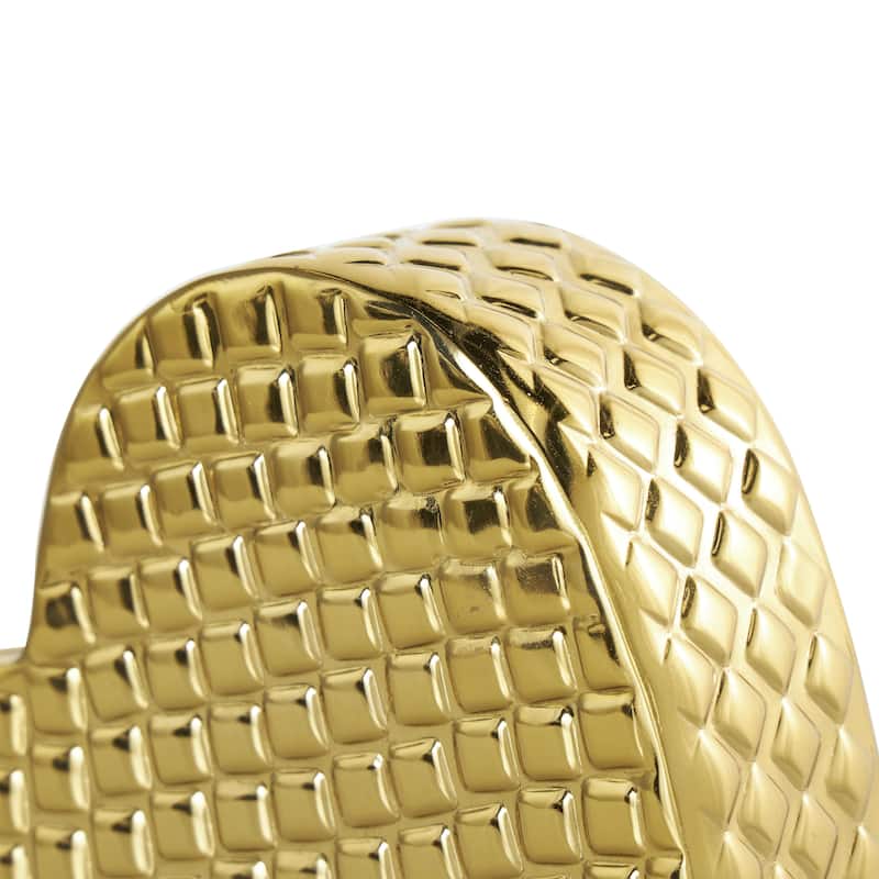 Aluminum Metal Heart Slanted Decorative Sculpture with Dimensional Cube Textured Exterior - Gold or Silver - Roche River Decor