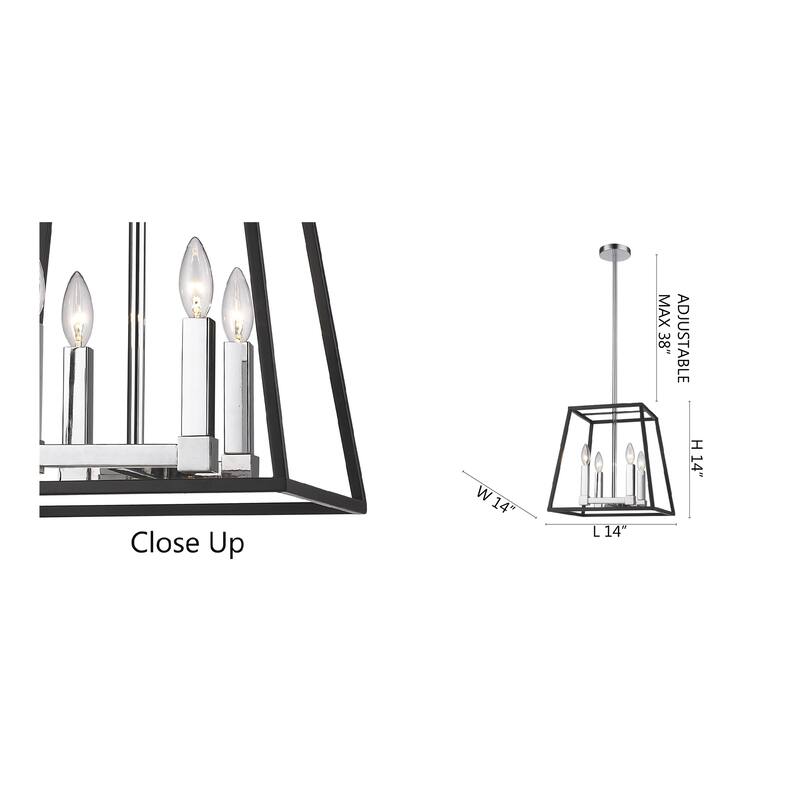 4 Light Black and Chrome Metal Pendant - Black And Chrome