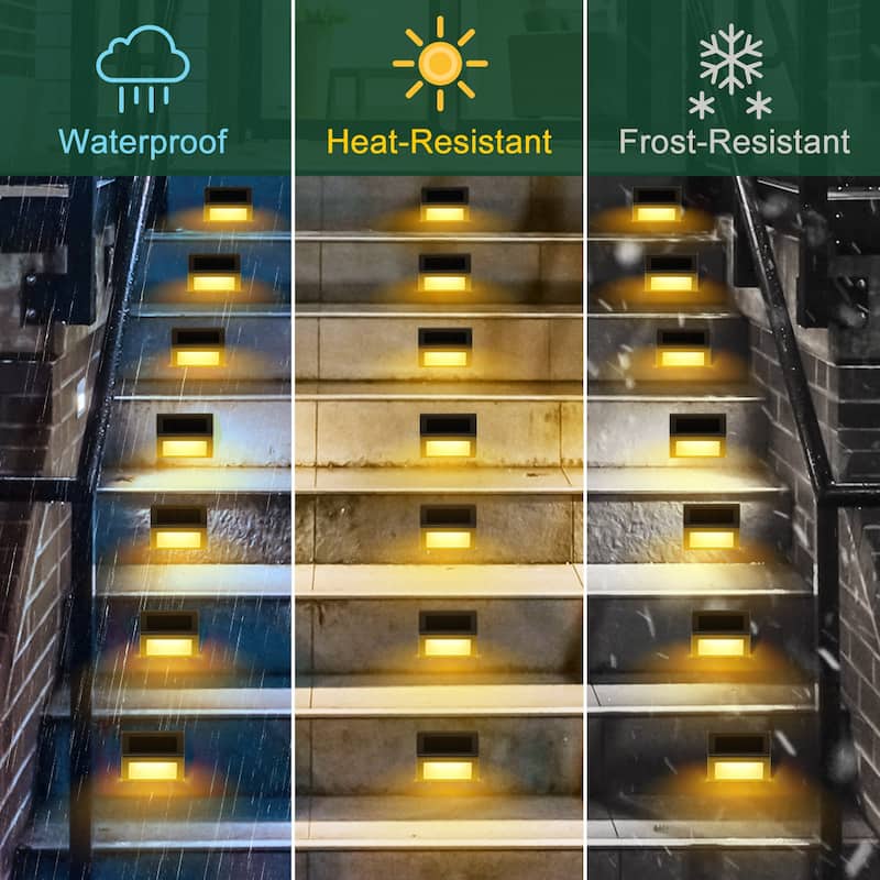 8 PCS LED Solar Outdoor Lights Stainless Steel Solar Step Light