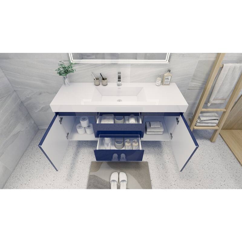 Baillie 60'' Wall-Mounted Vanity with Single Reinforced Acrylic Sink