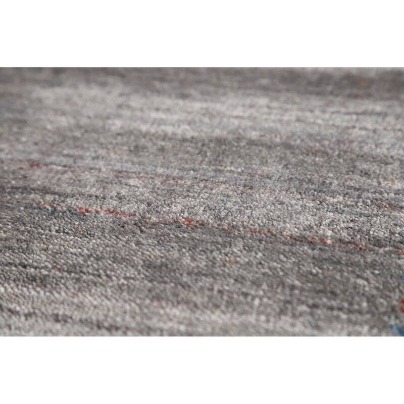 Hand Knotted Oriental 100% Wool Carpet Tribal Tribal Greys & Charcoal Gabbeh Area Rug - 5' 10'' X 4' 0''