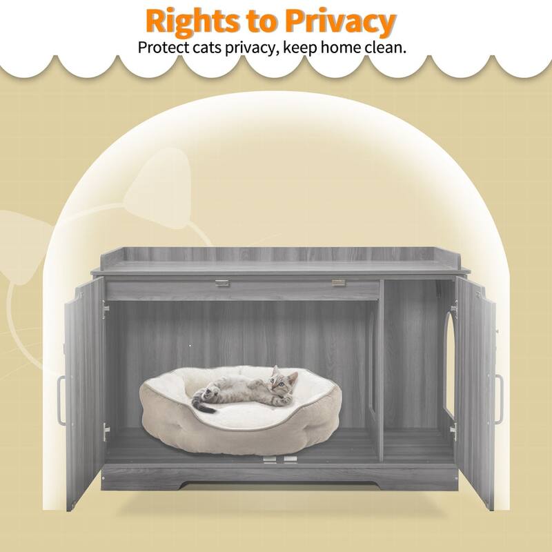 MCombo X-Large Cat Litter Box Furniture Hidden with Top Opening & Divider, Particle Board, CT37