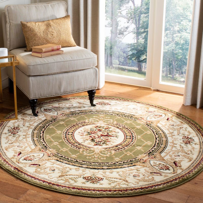 SAFAVIEH Lyndhurst Beeke Traditional Oriental Rug - 8' Round - Sage/Ivory