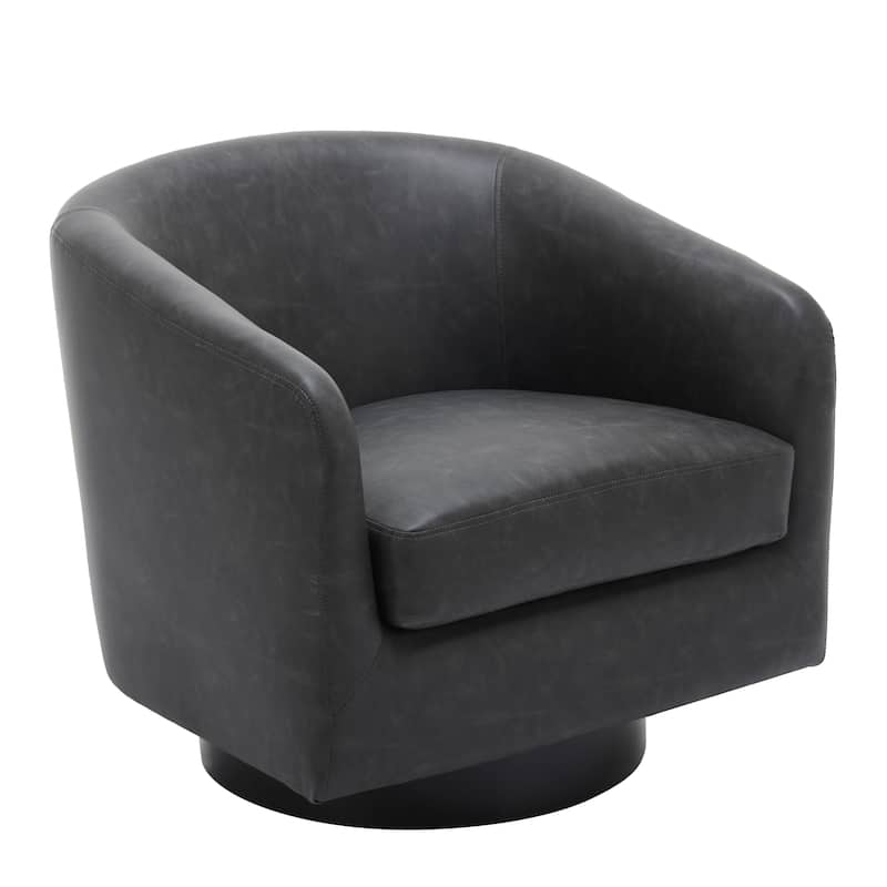 2 Set Modern Wide Round Swivel Accent Barrel Chairs