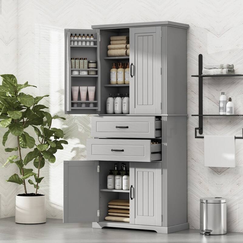 Bathroom Storage Cabinet with 2 Drawers with Slide Rails, Adjustable Shelf