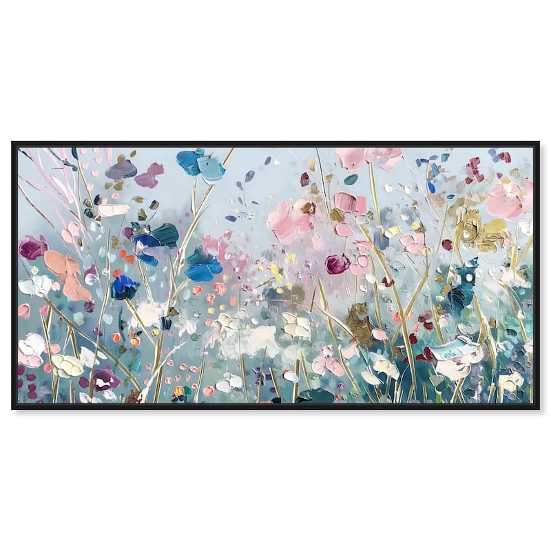Art Remedy Blue Forest Ii Framed Floral Fine 1 Piece Canvas Wall Art - 21 x 21 - Black