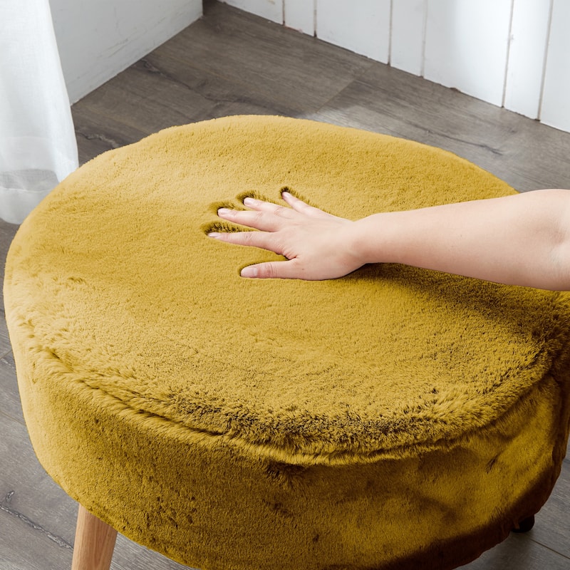 Serenta Heavy FauxFur Oval Ottoman