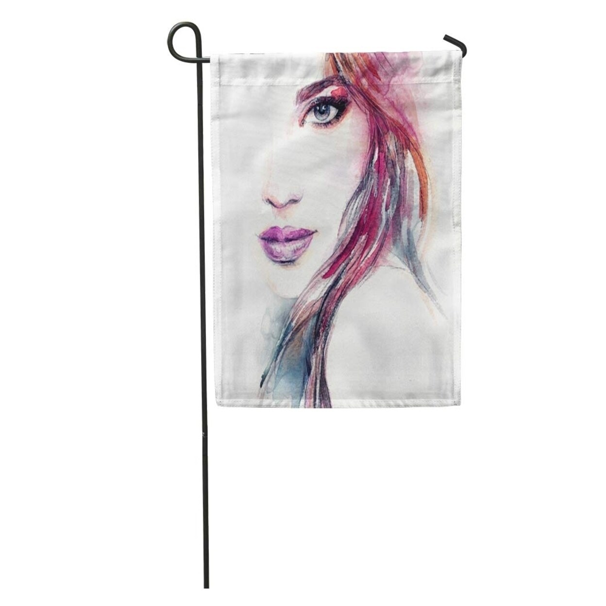 Shop Hair Abstract Woman Face Watercolor Painting Beauty Girl Draw Color Garden Flag Decorative Flag House Banner 12x18 Inch Overstock 31372123,Long Hair Full Body Middle School Anime Girl Drawing