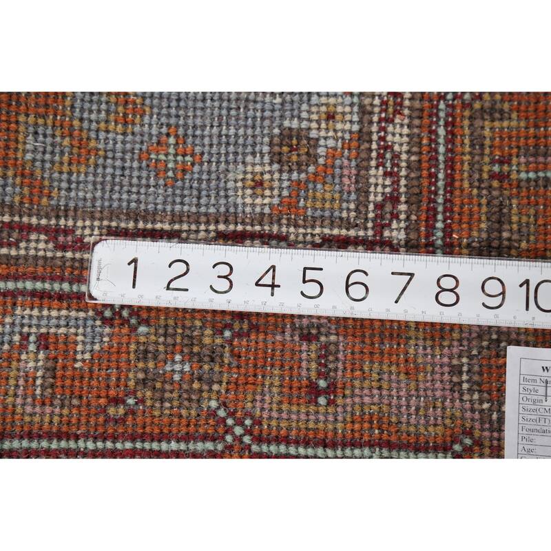 Blue Geometric Khotan Indian Accent Rug Hand-Knotted Wool Carpet - 3'1"x 5'2"