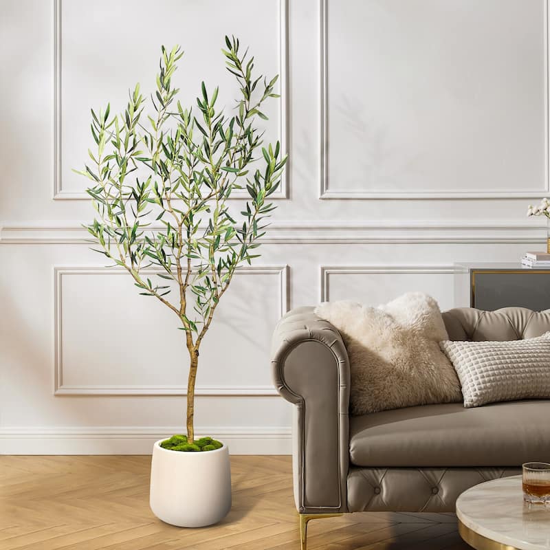 Artificial Olive Tree in White Decor Pot