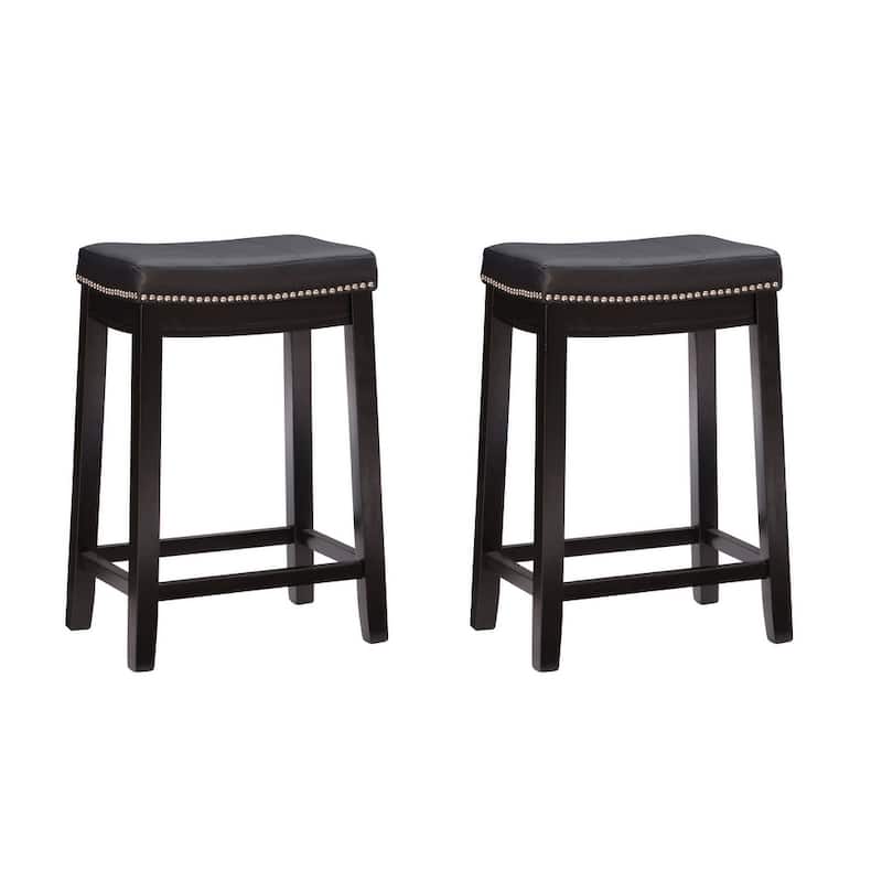 Linon Willamette Faux Leather Bar Stool (Set of 2) - Counter Height