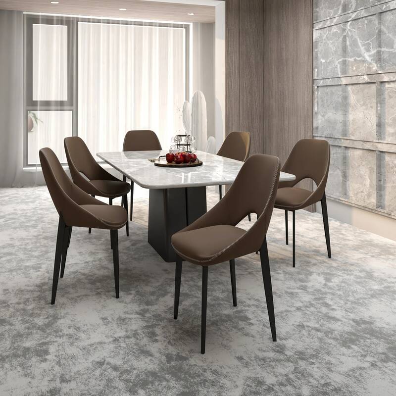 Amalfi Mid-Century Modern Upholstered Dining Chair - Open Back Side Chair with Metal Legs for Kitchen, Dining Room & Living Room