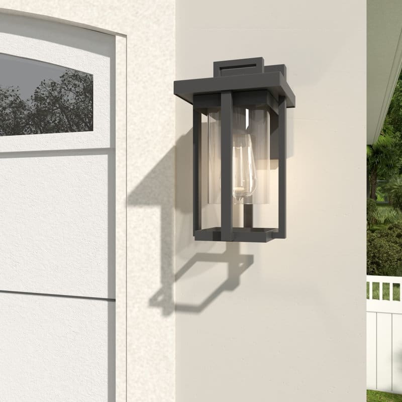 Acroma - 1 Light Steel & Glass Lantern Dimmable Outdoor Wall Light