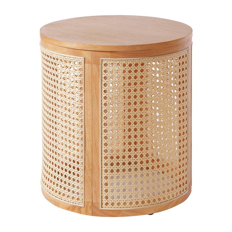 Christopher Knight Home - Elna Round Rubber Solid Wood Side Table in Natural Finish, Compact Modern Accent