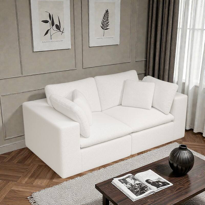 78.8" Modular Sectional Sofa, No Assembly Upholstered Couch with Plush Corduroy Fabric, 2 Seat for Apartment