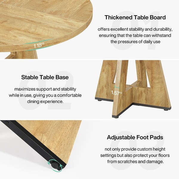 JIJIWANG Solid Wood Extendable Round Dining Table With Removable Leaf For Small Space Farmhouse Round Kitchen Table, 42"-56", Black - Tables