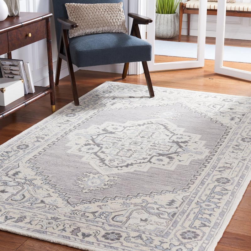 SAFAVIEH Handmade Metro Manolica Oriental Wool Rug - 8' x 10' - Grey/Ivory