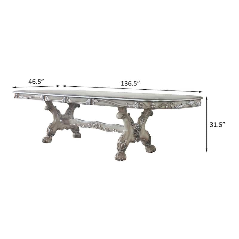 Anastasia Vintage Bone White Removable Leaf Dining Table