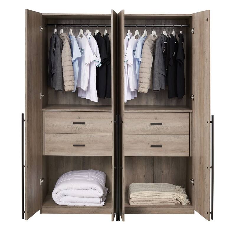 Manhattan Comfort Lee Modern 2.0 Freestanding Wardrobe Closet Armoire Set of 2
