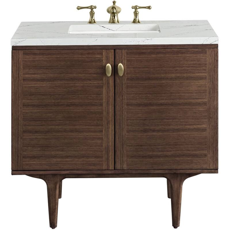 James Martin Vanities 670-V36-3ENC Amberly 36" Free Standing or Wall - Mid-Century Walnut - Walnut Finish