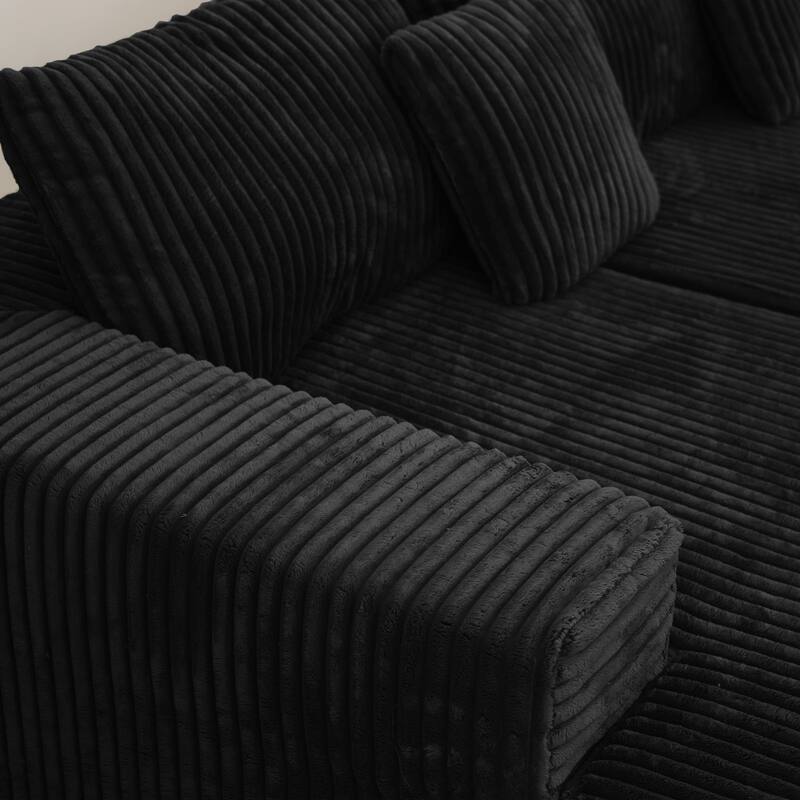 Sofa 113-in Casual Black 3 -seater Reclining Sectional - 8' x 10'