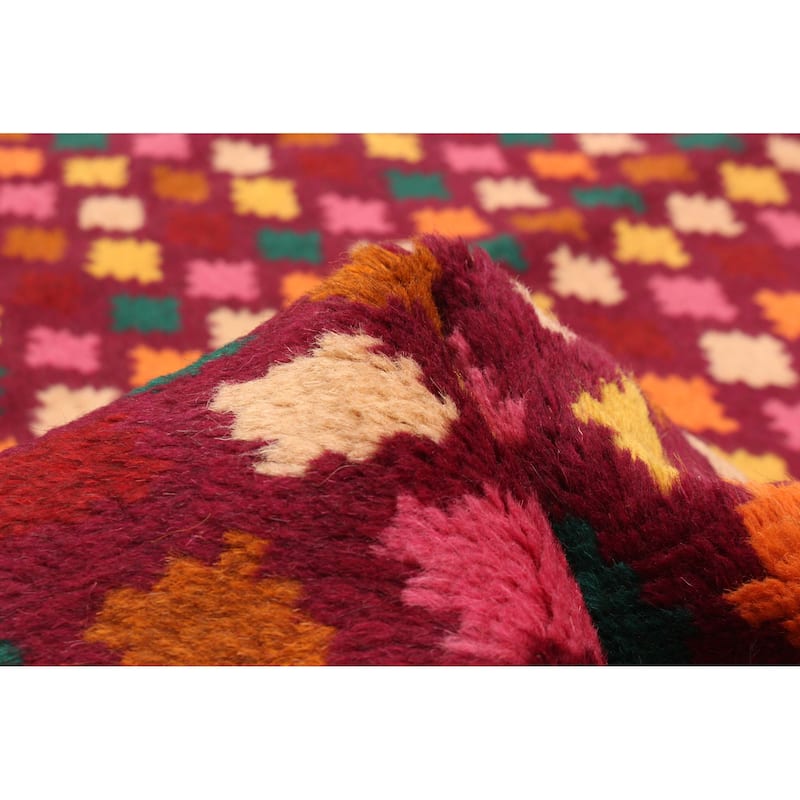 ECARPETGALLERY Hand-knotted Afghan Burgundy Wool Rug - 2'8 x 9'10