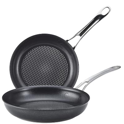 Anolon X Hybrid Nonstick Induction Frying Pan Twin Pack Set, 2-Piece, Super Dark Gray