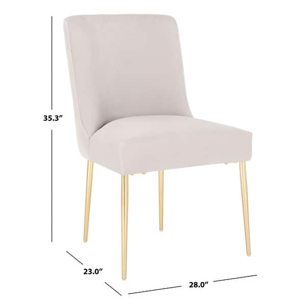 dimension image slide 10 of 12, SAFAVIEH Couture Nolita Velvet Accent Chair - Mustard / Brass - 28"x23"x35.3" - 28" W x 23" D x 35" H