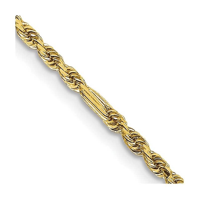 Curata Women's 14k Yellow Gold 2.0mm Milano Rope Chain Ankle Bracelet - 10 Inch