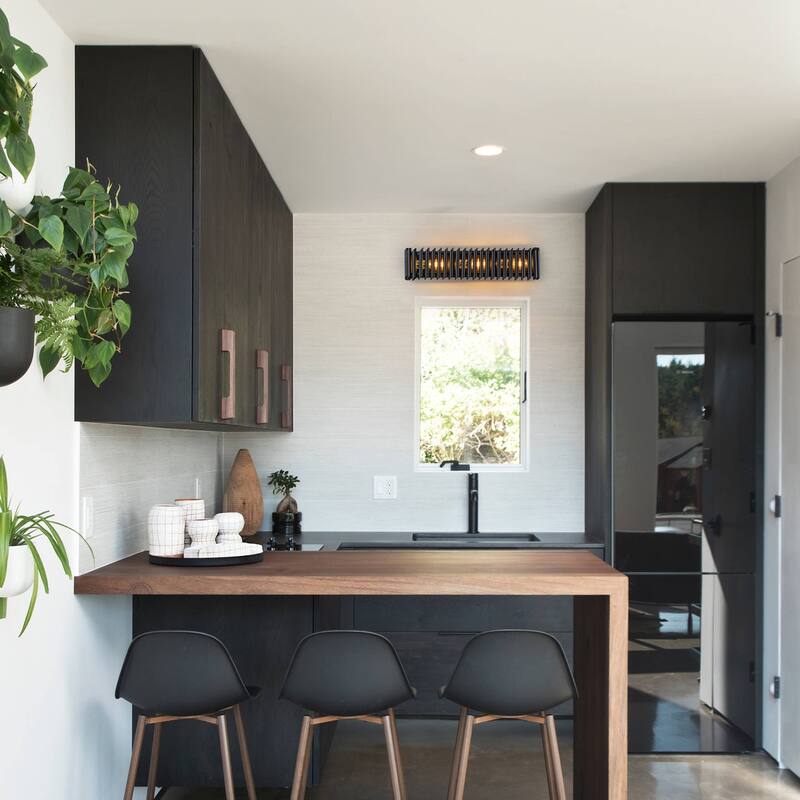 Black Angled Slatted Cylinder Wall Sconce Modern Industrial Light