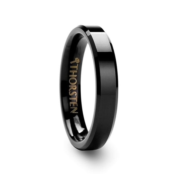 Vienna Beveled Black Tungsten Band