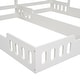preview thumbnail 7 of 10, Wood Twin Size House Platform Beds with Guardrails and Storage Shelves, Creamy White Finish for Safety and Style