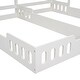 preview thumbnail 7 of 7, Wood Twin Size House Platform Kids Beds Frame, 2-Shared Beds with Shelves, Guardrail, Safe Design, Easy Assembly, Creamy White