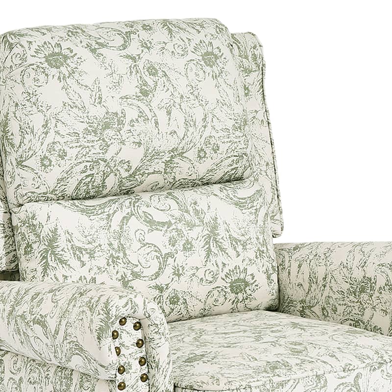 Mid-Century Nailhead PU Leather Linen Recliner