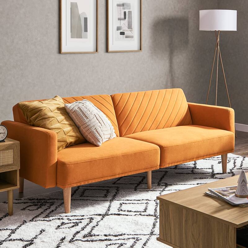 Mopio Chloe Futon Convertible Sofa Sleeper Futon - Apricot - Twin
