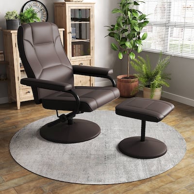 Costway Reclining Chair with Ottoman Lounge Accent Armchair Padded