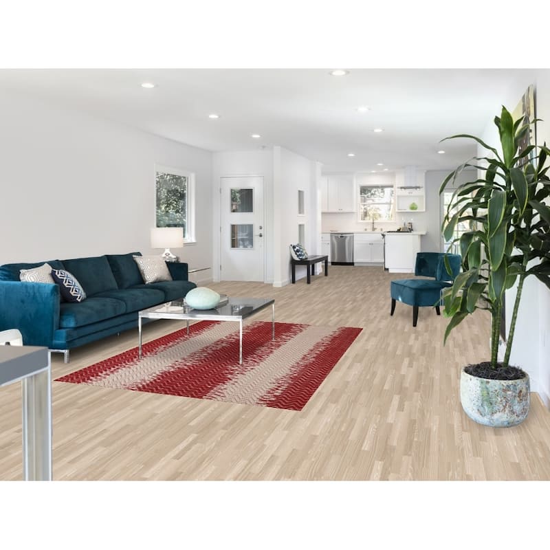 Hand Knotted Oriental 100% Wool Carpet Modern Chevron Red Moroccan Area Rug - 7' 0'' X 5' 1''